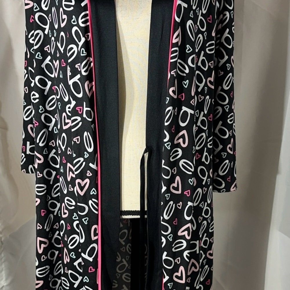 bebe Black Robe with Pink and White Heart Motif